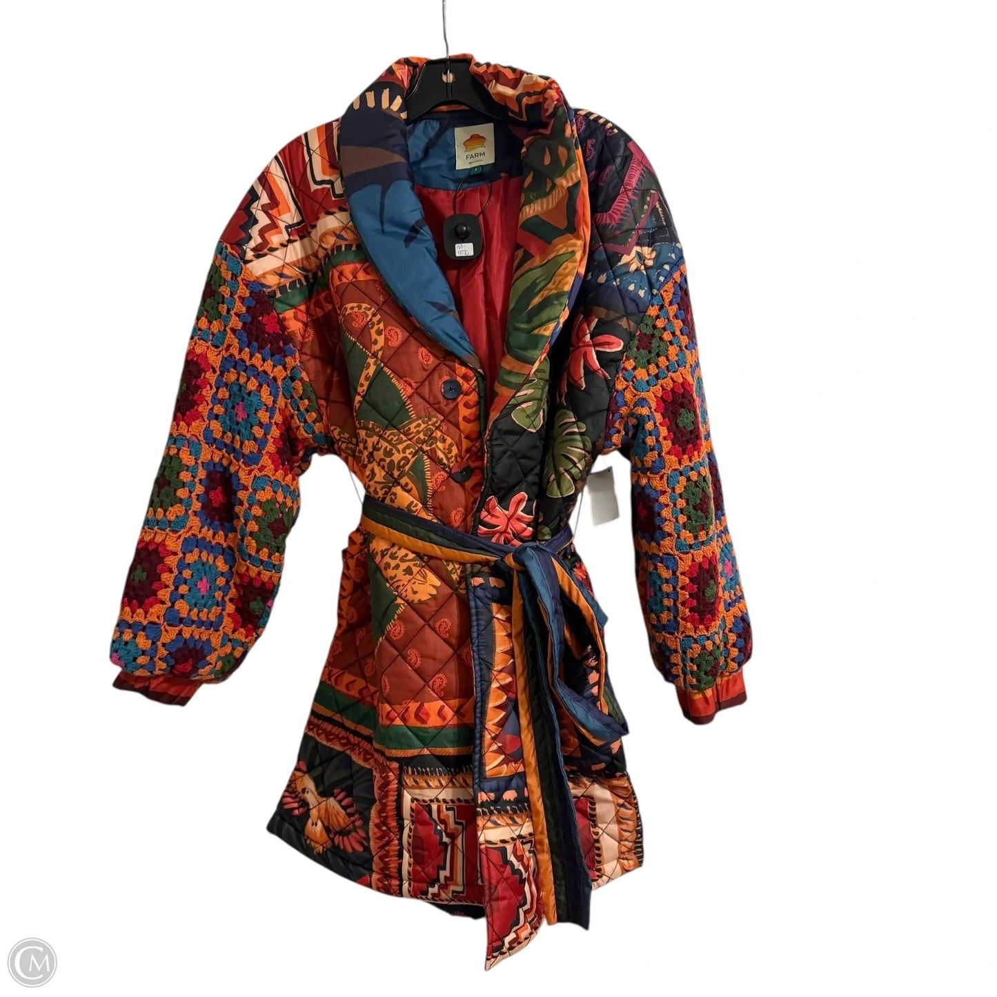 Coat Puffer & Quilted By Farm Rio In Multi-colored, Size: S