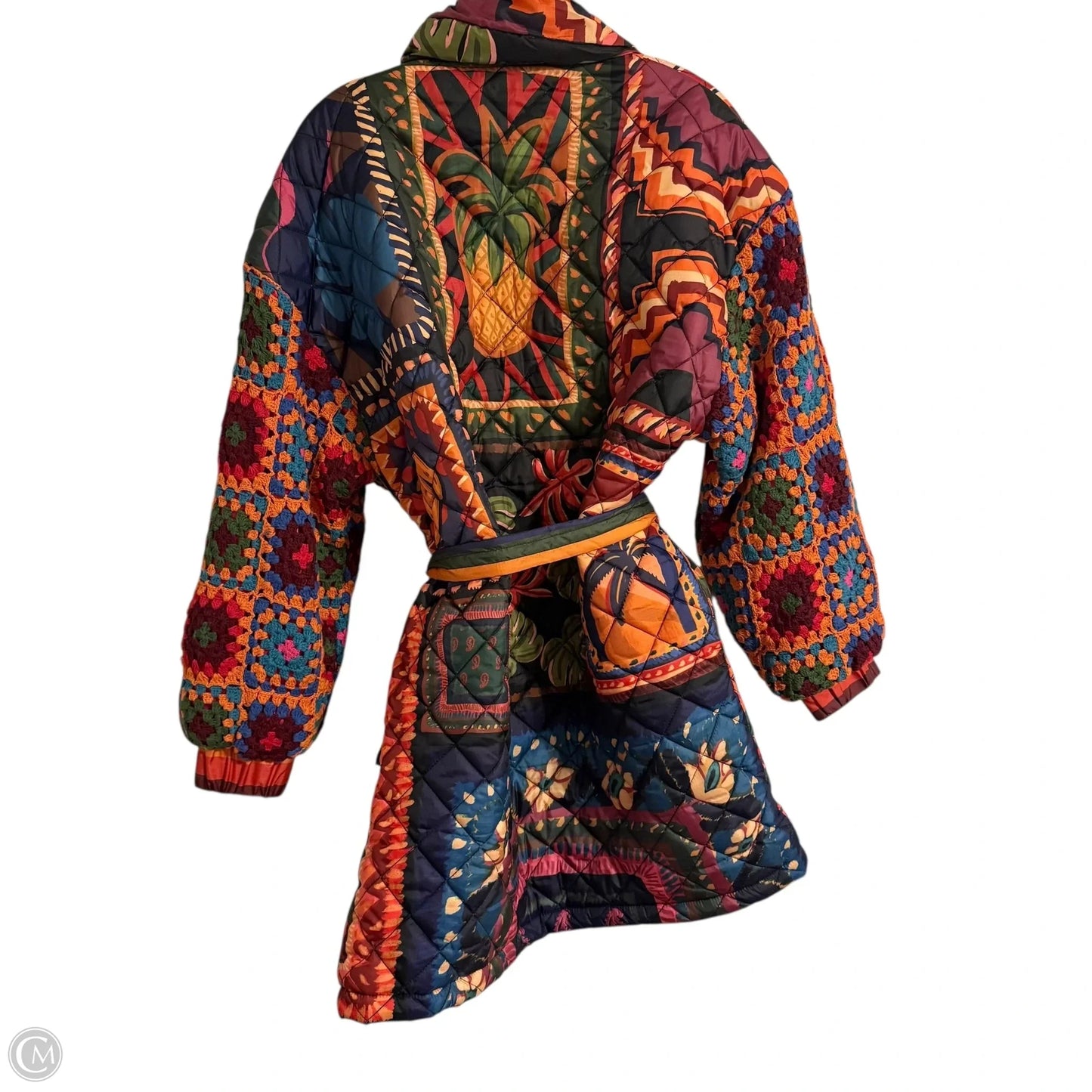 Coat Puffer & Quilted By Farm Rio In Multi-colored, Size: S