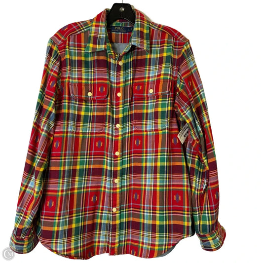 Top Long Sleeve By Polo Ralph Lauren In Plaid Pattern, Size: L