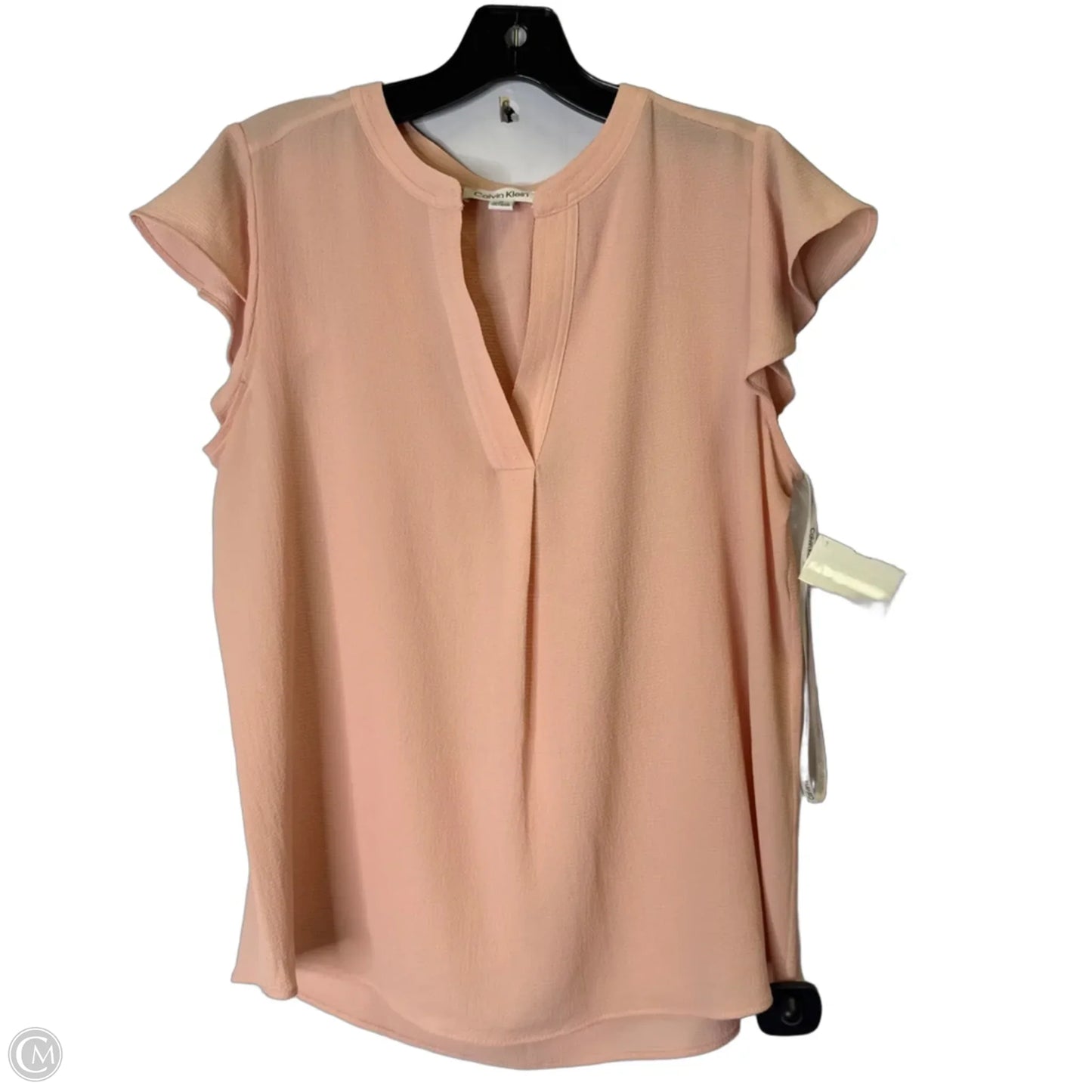 Blouse Short Sleeve By Calvin Klein In Pink, Size: M