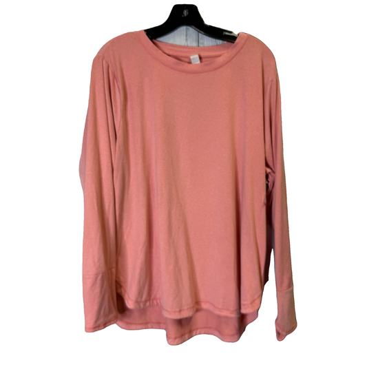 Athletic Top Long Sleeve Collar By Marika In Peach, Size: 1x