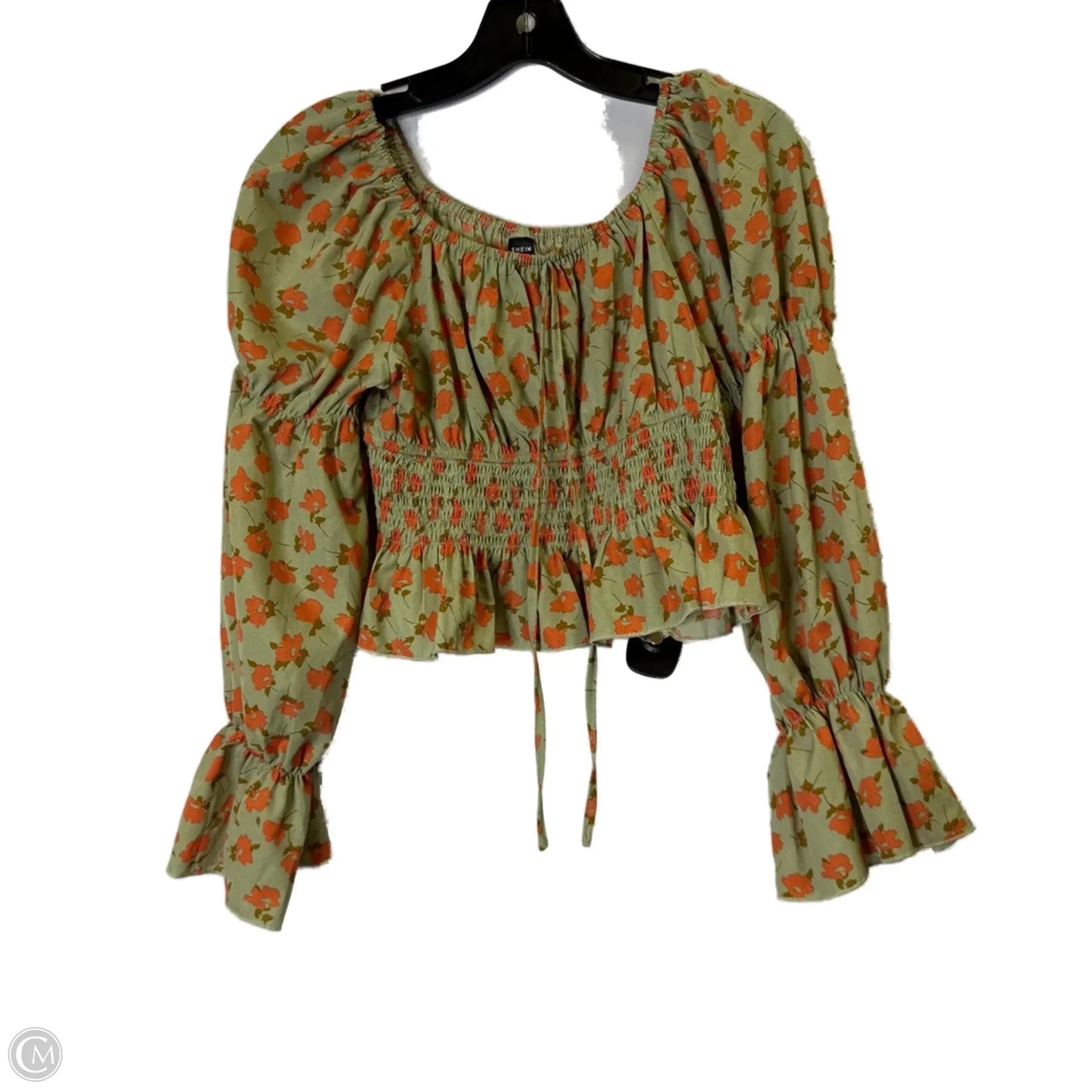 Top Long Sleeve By Shein In Green & Orange, Size: L