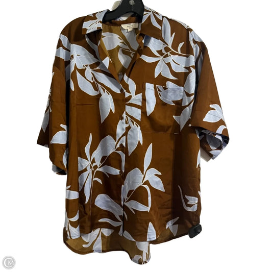 Top Short Sleeve By Entro In Brown, Size: M