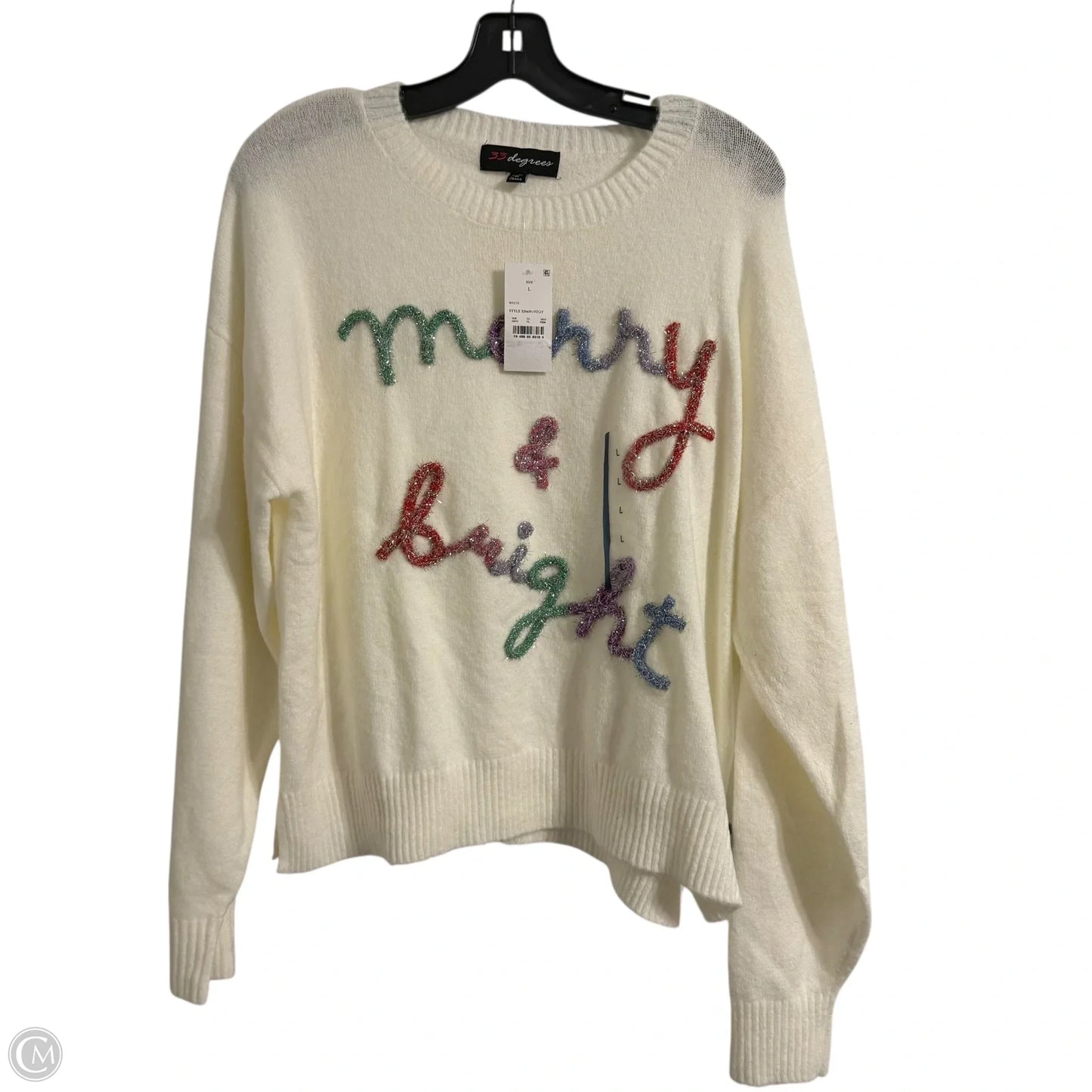 Sweater By Clothes Mentor In Cream, Size: L