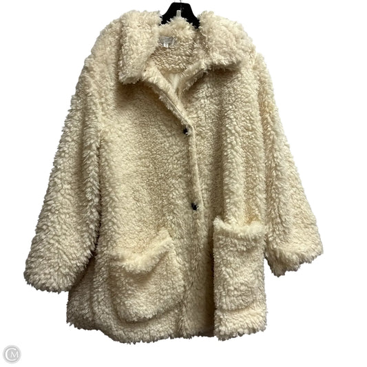 Coat Faux Fur & Sherpa By New Directions In Cream, Size: 2x
