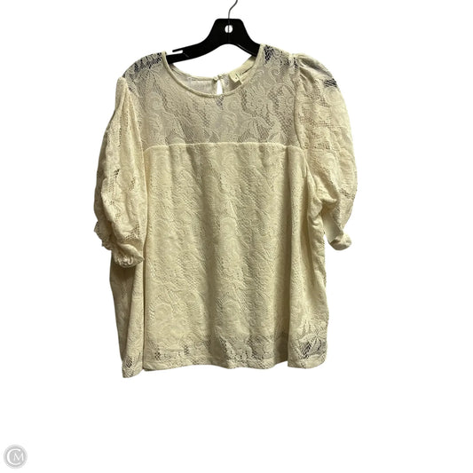Top Short Sleeve By Anthropologie In Cream, Size: 1x