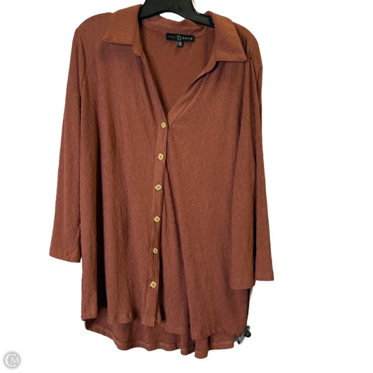 Top Long Sleeve By Fred David In Red, Size: 3x