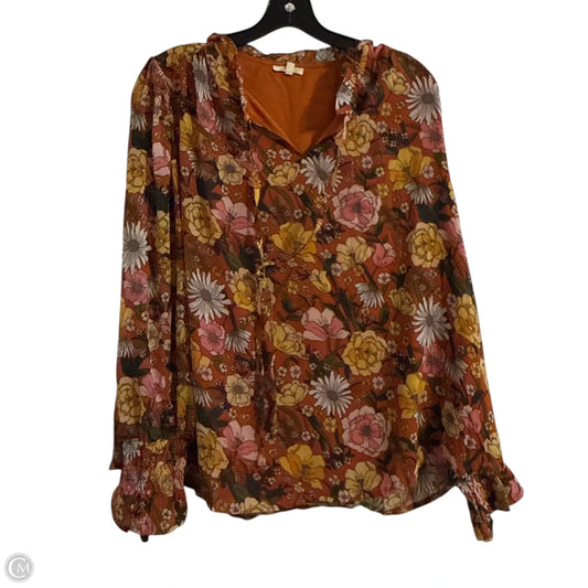 Blouse Long Sleeve By Jodifl In Orange, Size: L