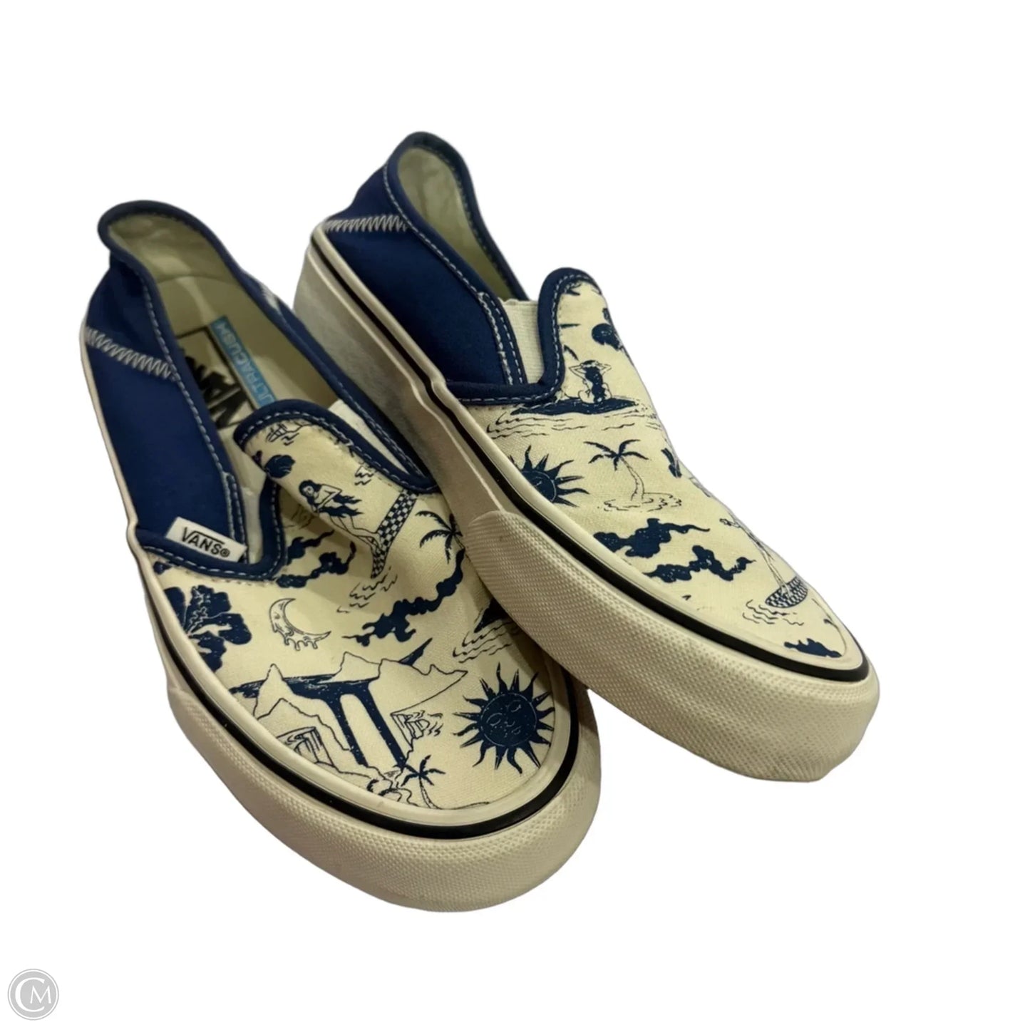 Shoes Sneakers By Vans In Blue & Cream, Size: 6