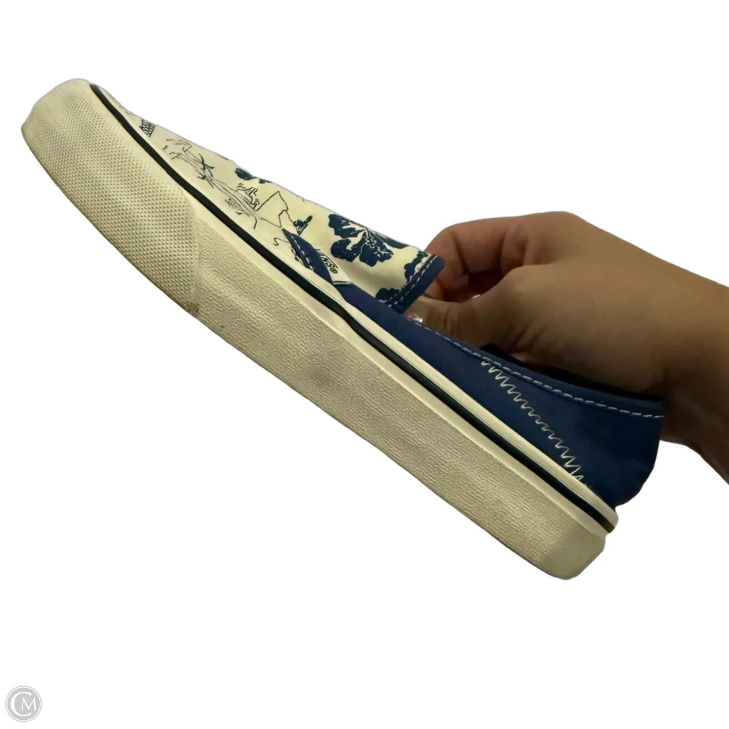 Shoes Sneakers By Vans In Blue & Cream, Size: 6