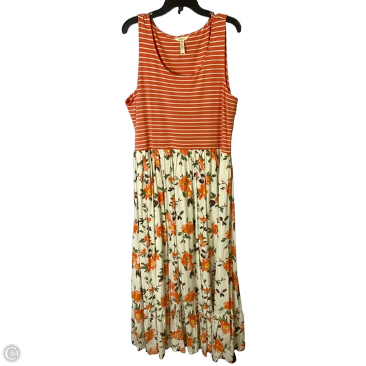 Dress Casual Maxi By Matilda Jane In Orange & White, Size: Xxl