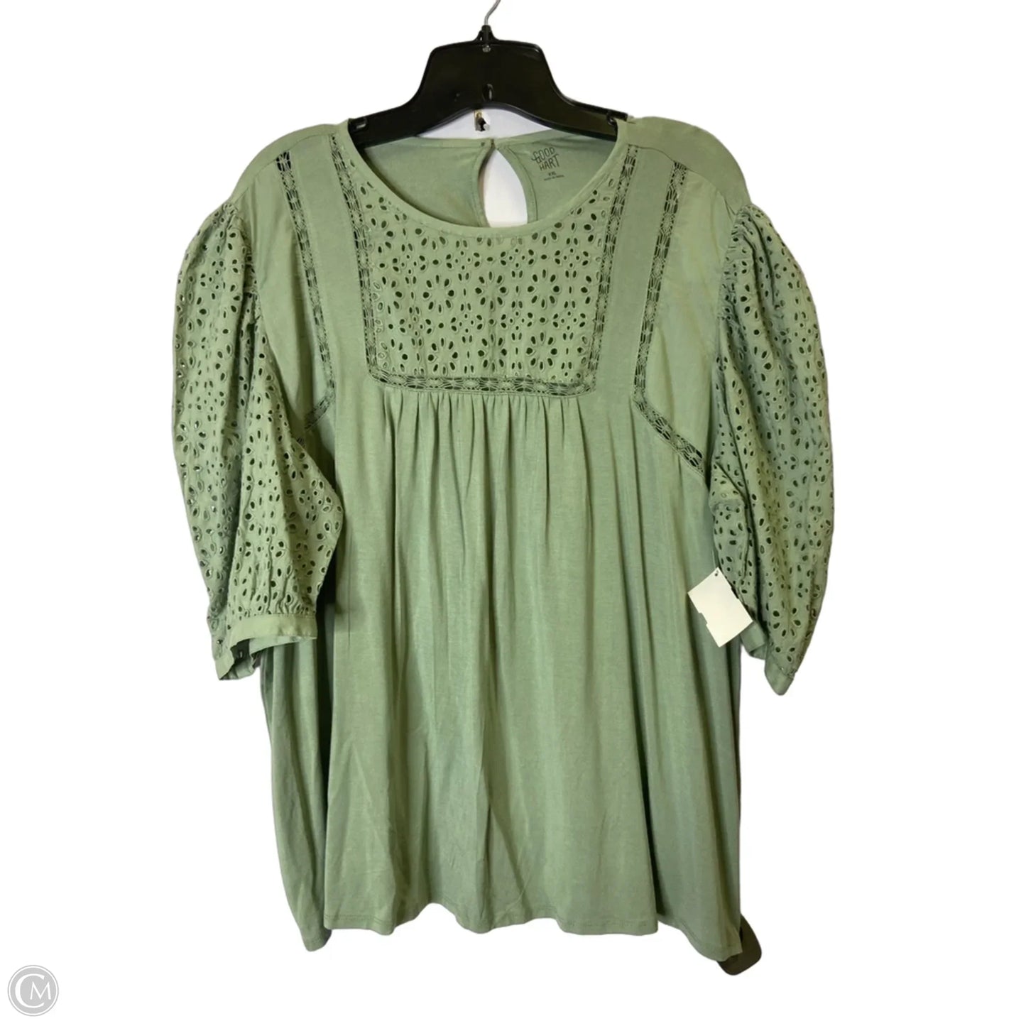 Blouse Short Sleeve By Good Hart In Green, Size: Xxl