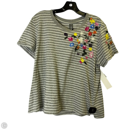Top Short Sleeve By Anthropologie In Grey, Size: Lp