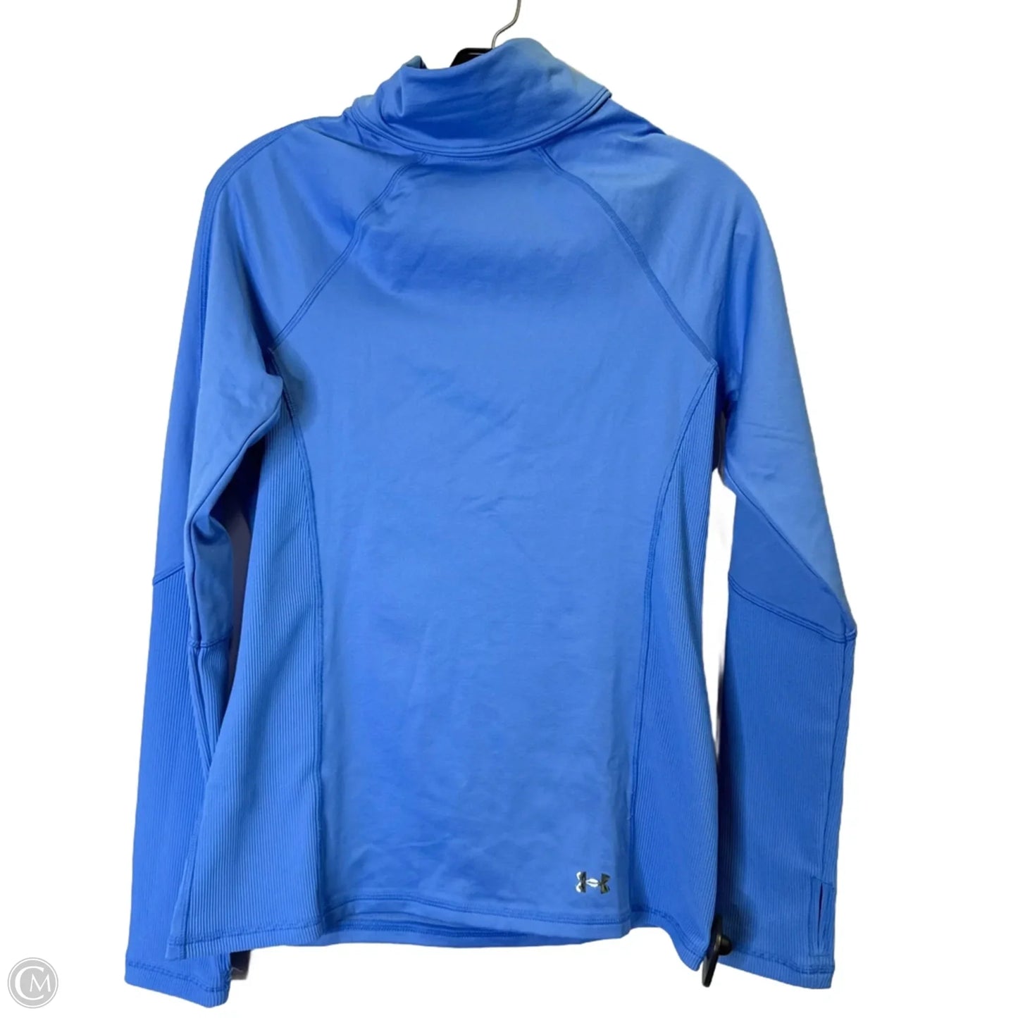 Athletic Top Long Sleeve Collar By Under Armour In Blue, Size: S