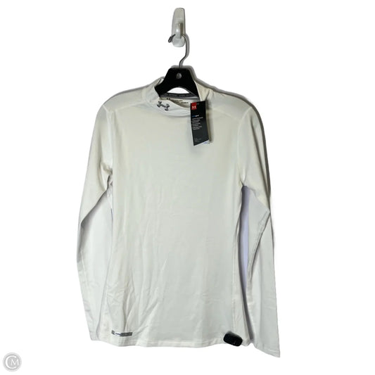 Athletic Top Long Sleeve Collar By Under Armour In White, Size: M