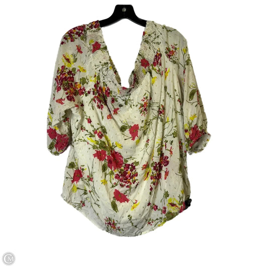 Top Short Sleeve By Lane Bryant In Cream, Size: 3x