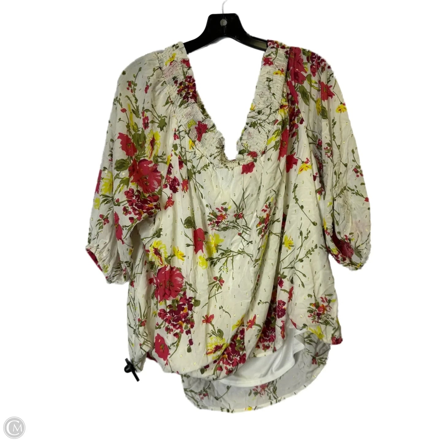 Top Short Sleeve By Lane Bryant In Cream, Size: 3x