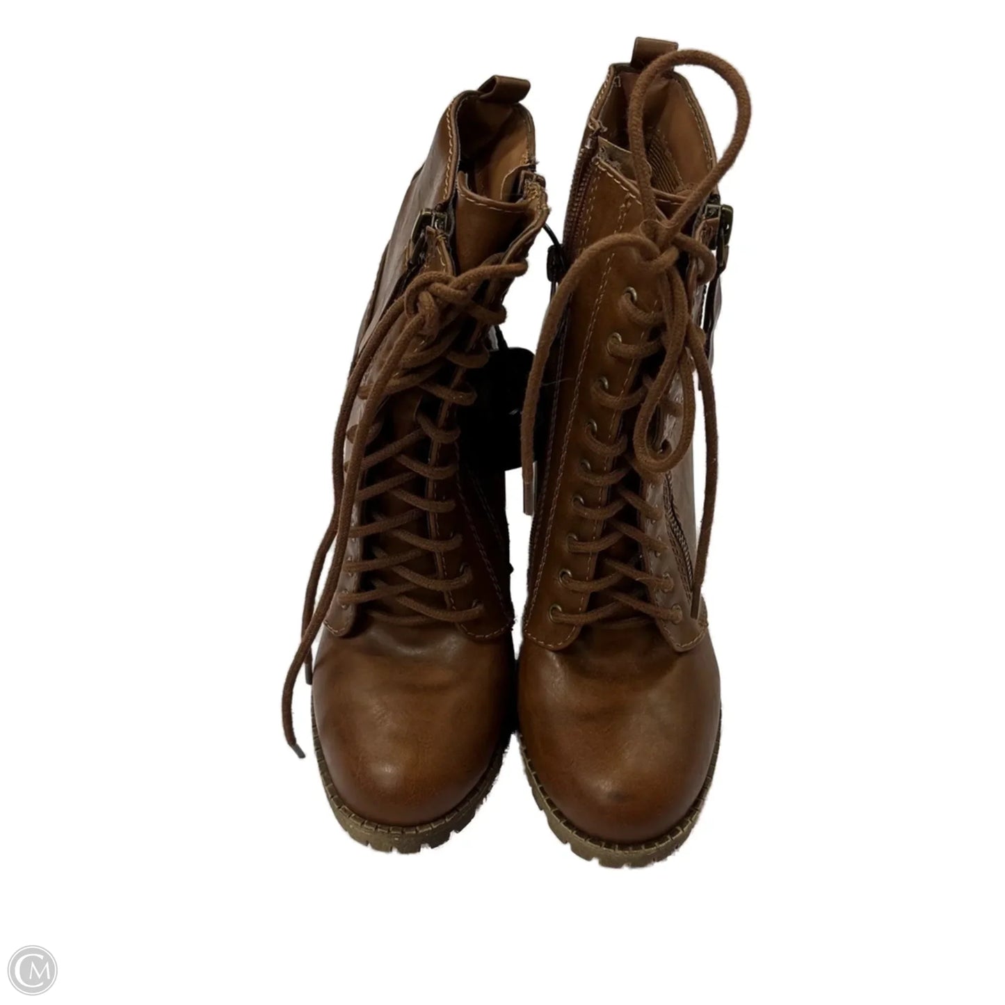 Boots Ankle Heels By Soda In Brown, Size: 7