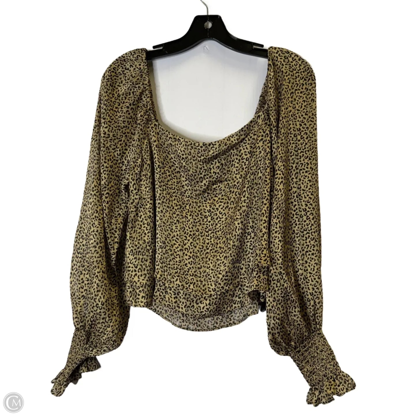 Top Long Sleeve By Impressions In Animal Print, Size: L