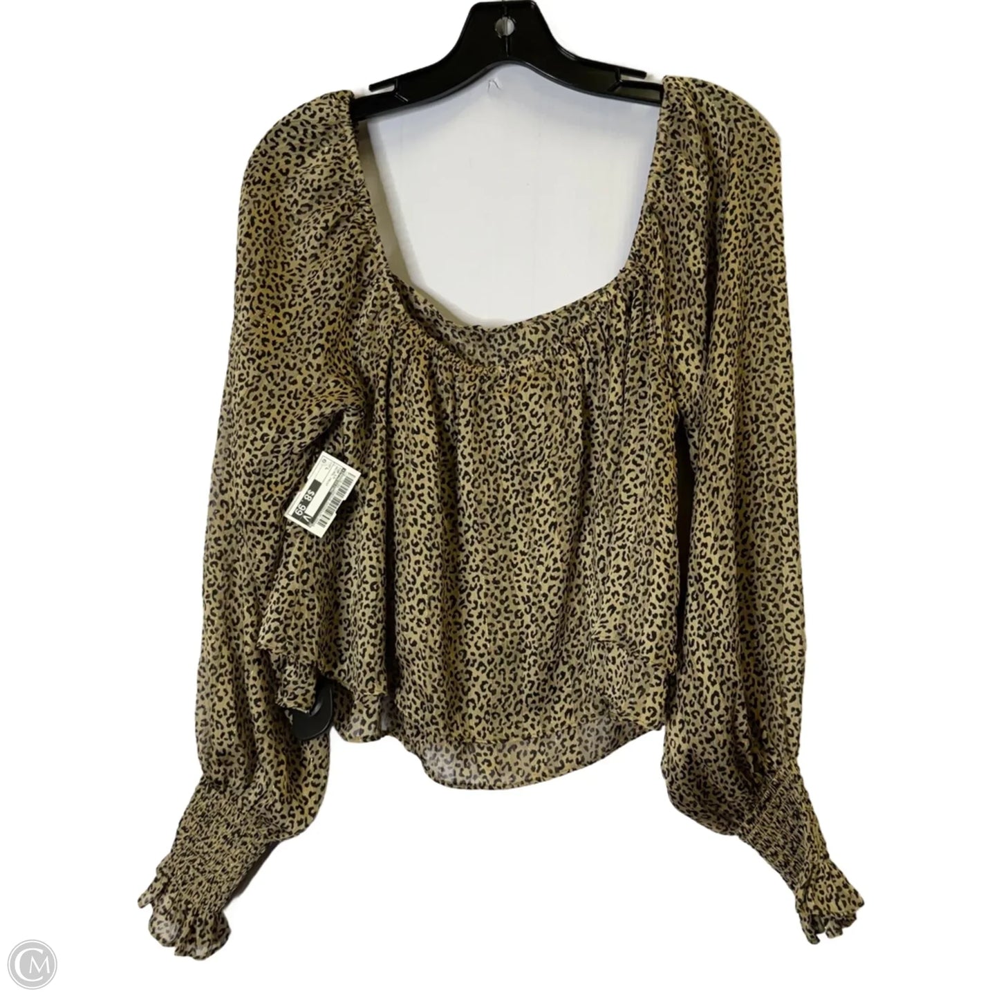 Top Long Sleeve By Impressions In Animal Print, Size: L