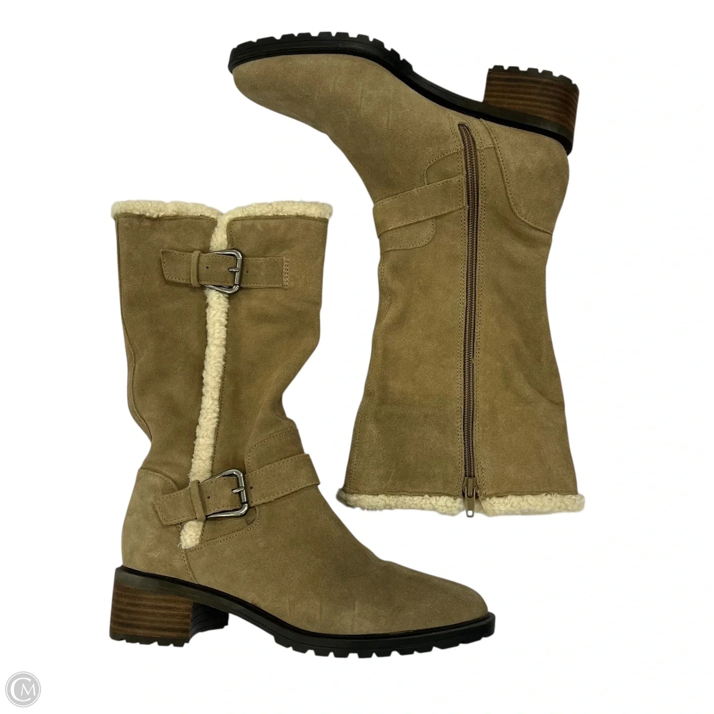 Boots Mid-calf Flats By Lucky Brand In Taupe, Size: 6.5