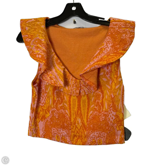 Top Sleeveless By Zara In Orange & Pink, Size: M