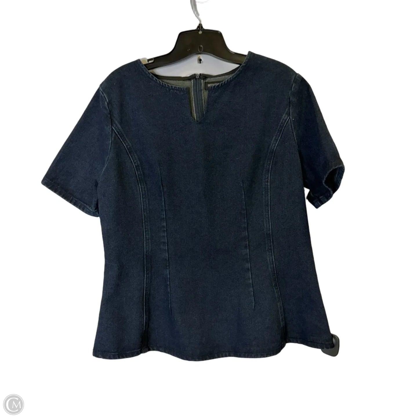 Top Short Sleeve By Pretty Little Thing In Blue Denim, Size: 10