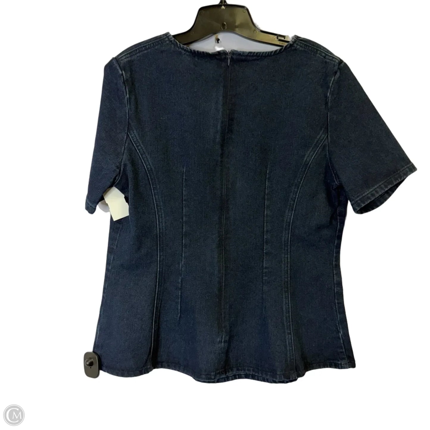 Top Short Sleeve By Pretty Little Thing In Blue Denim, Size: 10