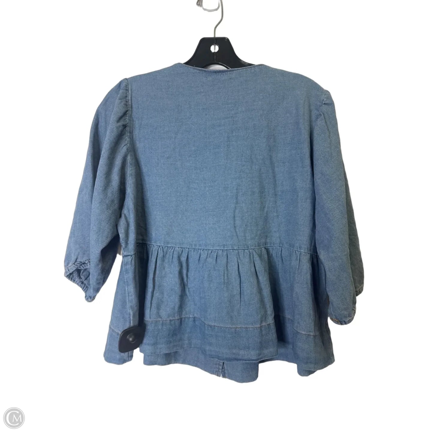 Top Short Sleeve By Velvet Heart In Blue Denim, Size: M