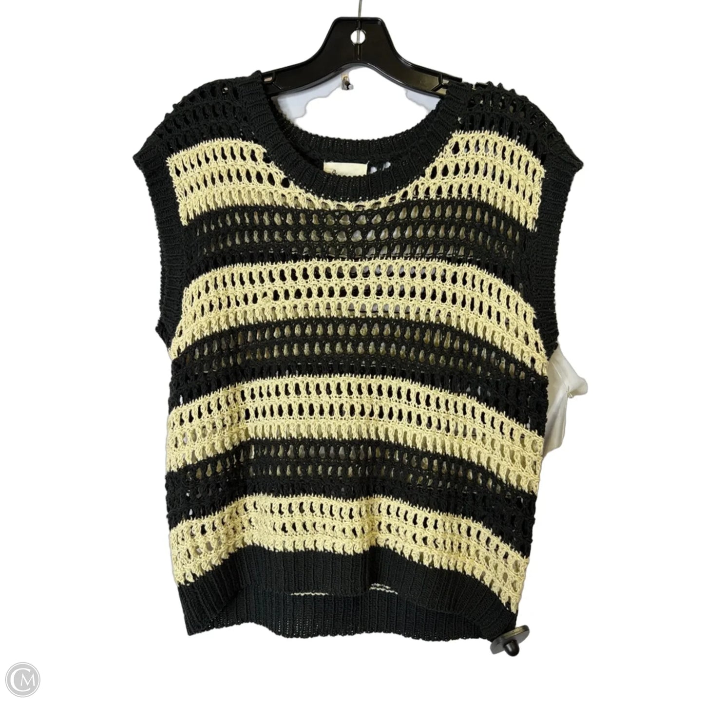 Vest Sweater By Clothes Mentor In Black & Cream, Size: M