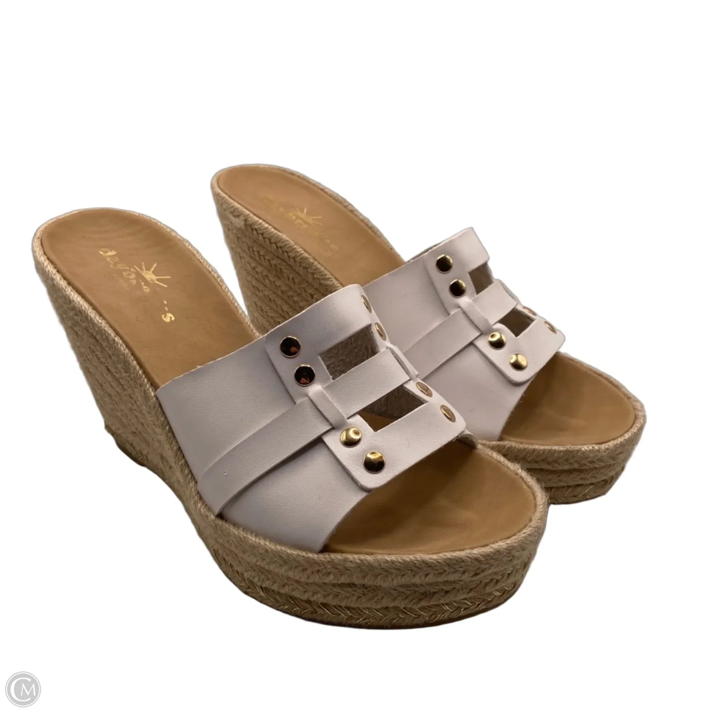 Sandals Heels Wedge By Clothes Mentor In White, Size: 10