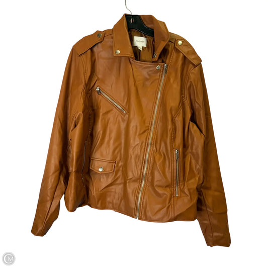 Jacket Moto By Nine West In Brown, Size: 2x