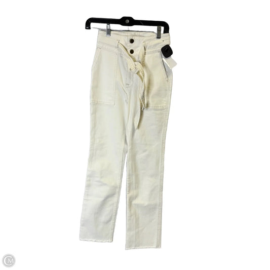 Jeans Straight By Abercrombie And Fitch In Cream Denim, Size: 0