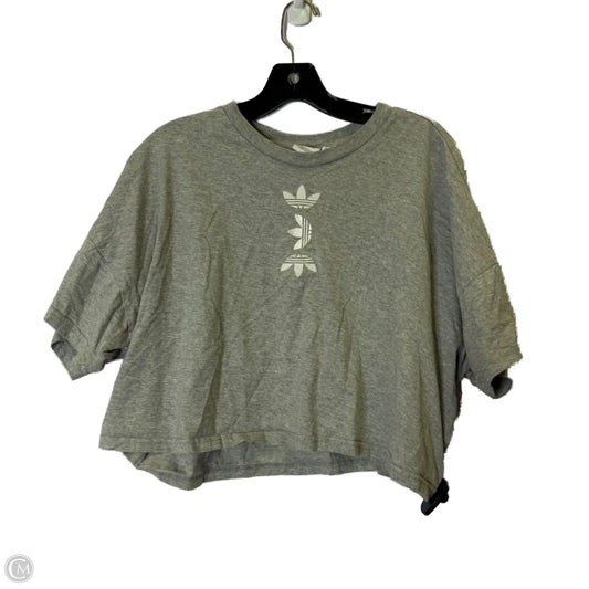Athletic Top Short Sleeve By Adidas In Grey, Size: L