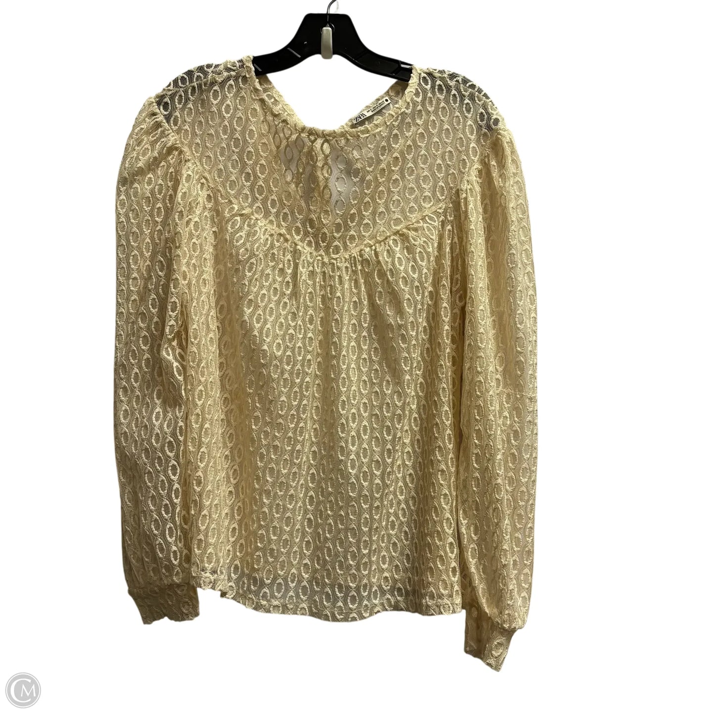 Top Long Sleeve By Zara In Cream, Size: S