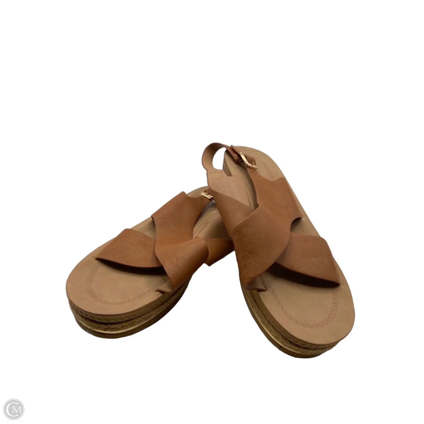 Sandals Heels Wedge By Clothes Mentor In Brown, Size: 10