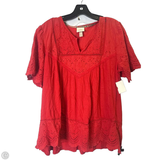 Top Short Sleeve By Knox Rose In Red, Size: Xl
