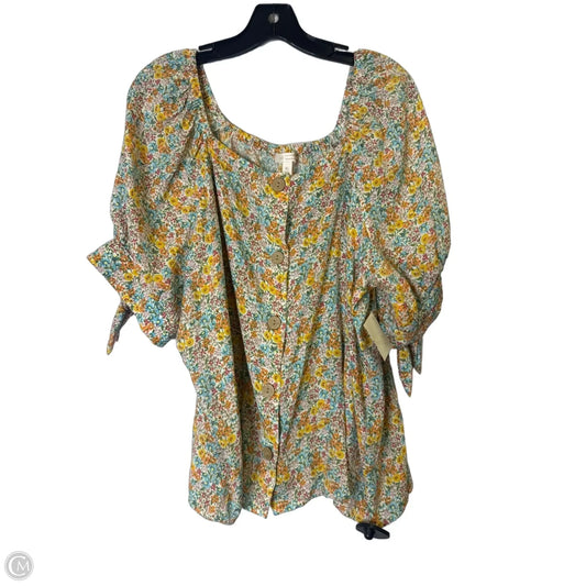 Top Short Sleeve By Lc Lauren Conrad In Floral Print, Size: Xl