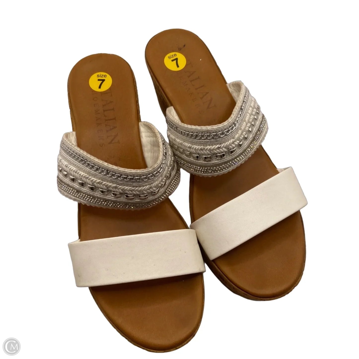 Sandals Heels Wedge By Italian Shoemakers In White, Size: 7