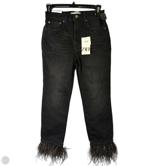 Jeans Straight By Zara In Black Denim, Size: 6