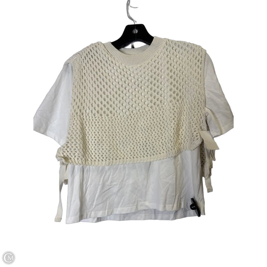 Top Short Sleeve By Zara In Cream & White, Size: S