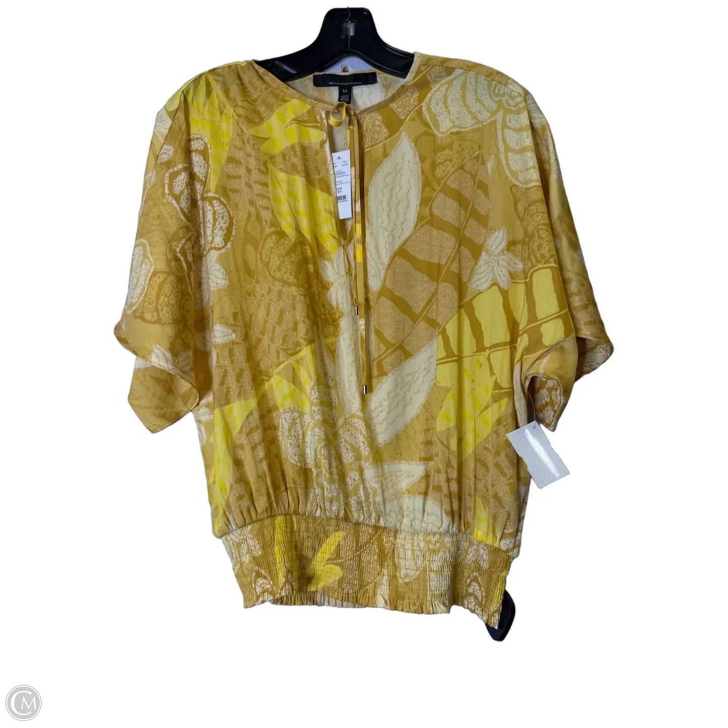 Blouse Short Sleeve By White House Black Market In Yellow, Size: Xs