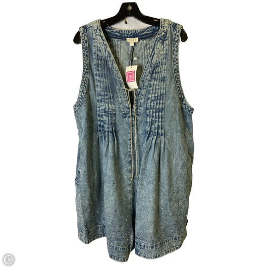 Romper By Clothes Mentor In Blue Denim, Size: L