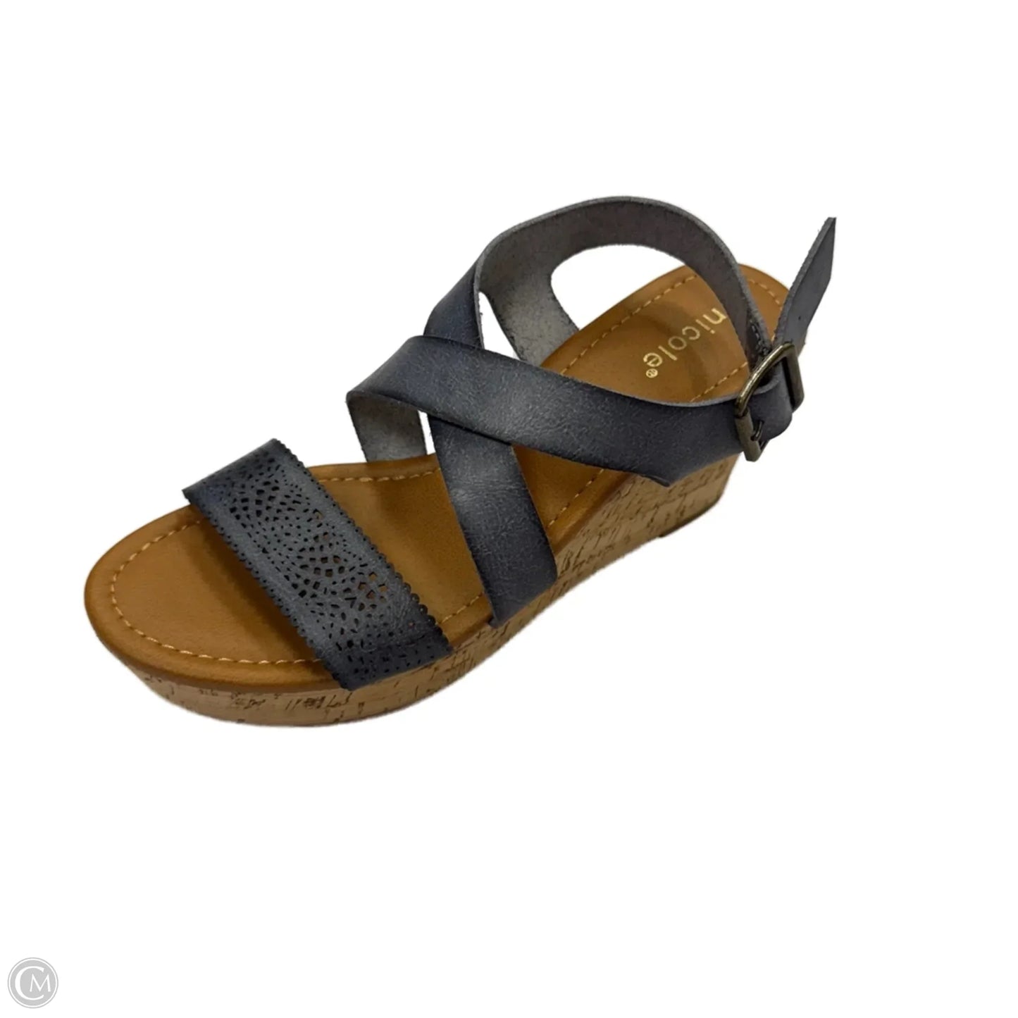 Sandals Heels Wedge By Nicole In Blue, Size: 7.5