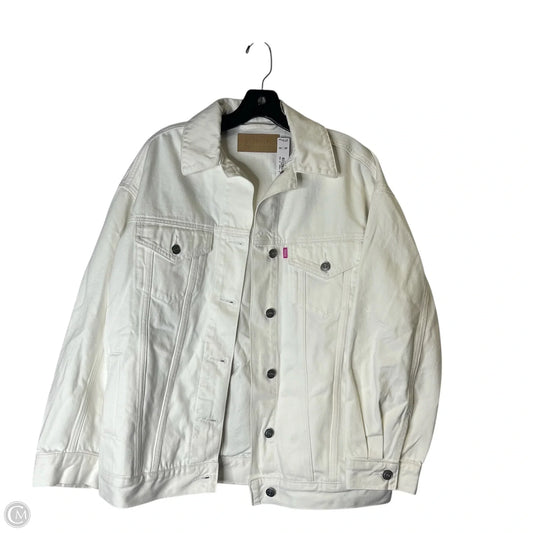 Jacket Denim By Pink In White Denim, Size: Xs