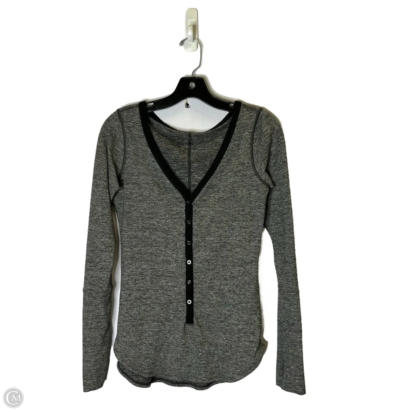 Athletic Top Long Sleeve Collar By Lululemon In Grey, Size: S