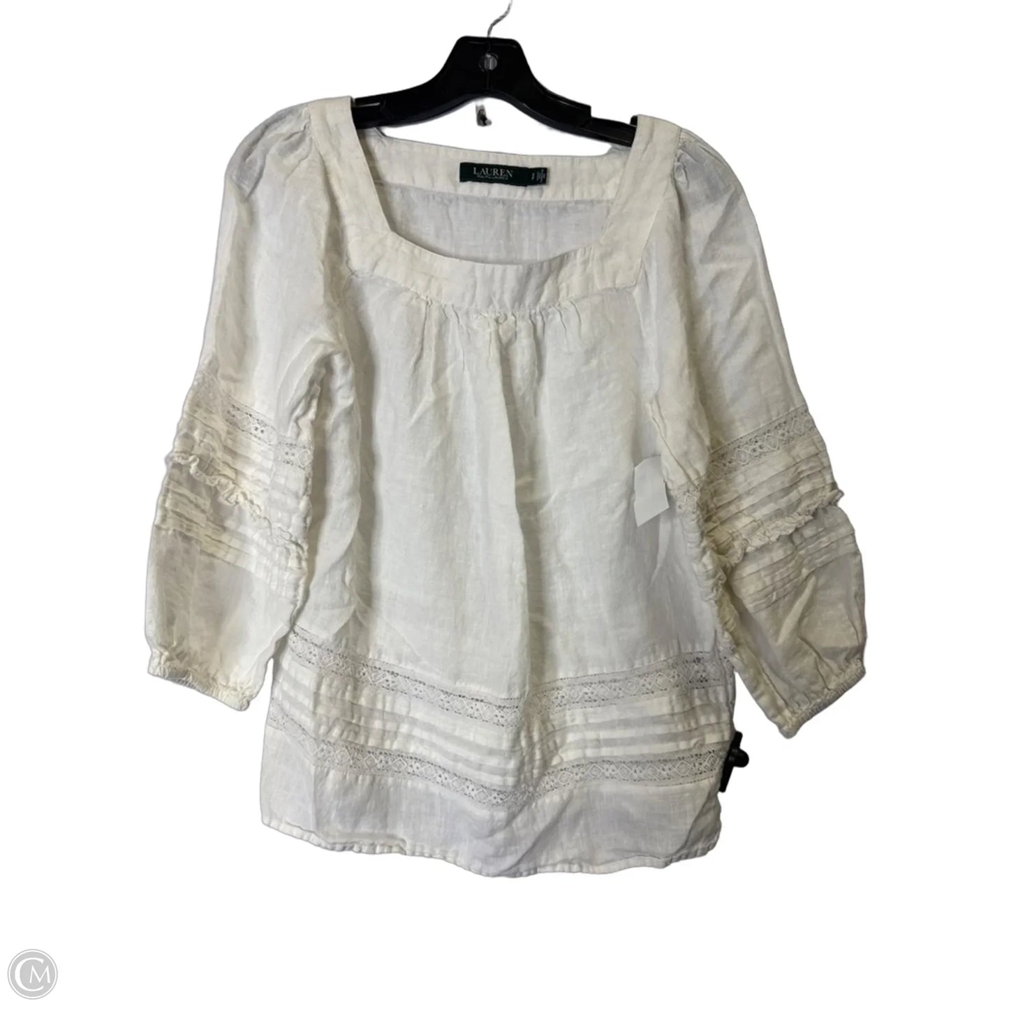 Top Long Sleeve By Lauren By Ralph Lauren In White, Size: S