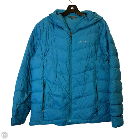 Jacket Puffer & Quilted By Eddie Bauer In Blue, Size: L