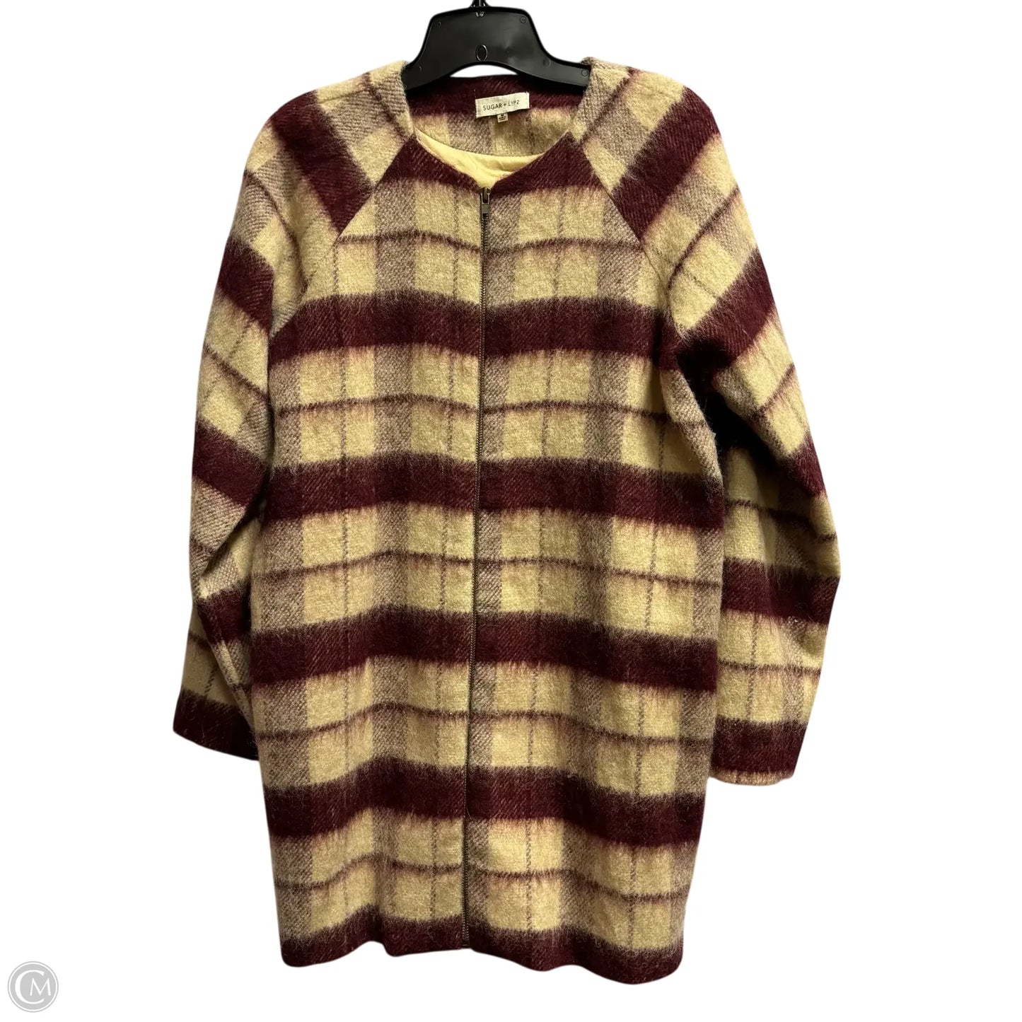 Coat Wool By Sugar Lips In Plaid Pattern, Size: M