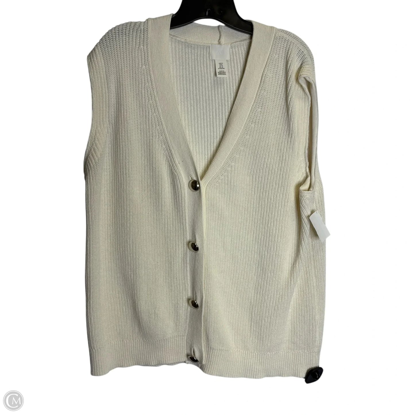 Vest Sweater By H&m In Cream, Size: Xl